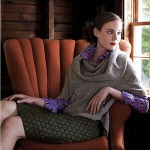 Anthropologie Maeve Goban Moss Green Textured Polka Dot Pencil Skirt 6